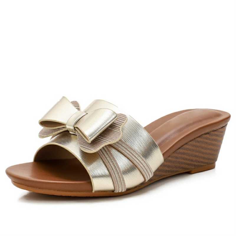 Women's summer shoes slippers Outdoor fashion leisure platformwedge 2021 Comfortable Bow Beach slippers women's shoes slides