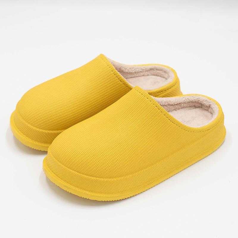Waterproof Winter Cotton Slippers Female Home Household Warm Women Shoes Indoor Out Leather Bread With Moon Cotton Shoes