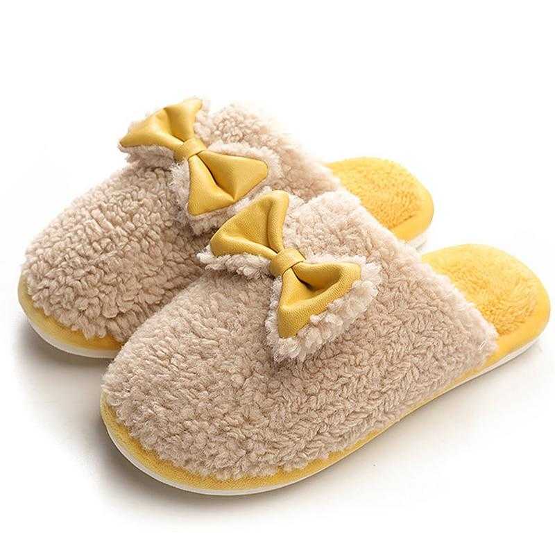 Winter woman slippers Fashion Butterfly knot House slippers women Synthetic massage short plush Indoor slippers